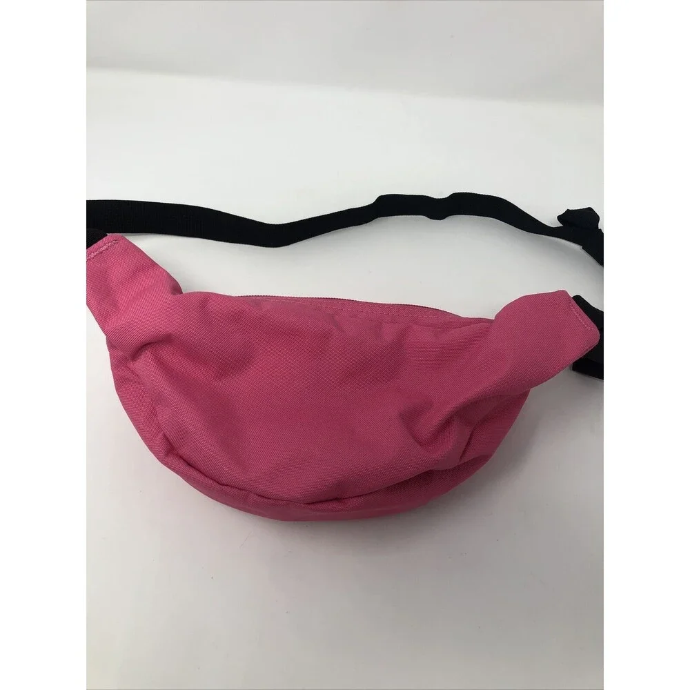 Jansport Neon Pink Canvas Full Zip Fanny Pack Adjustable Waist 2 Pocket Y2K 90s